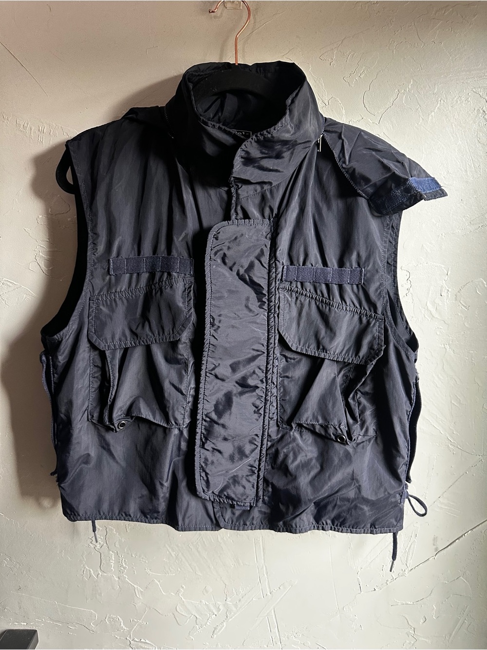 Polo Ralph Lauren Navy Hooded Utility Vest Safari Gorpcore Jacket Sz M